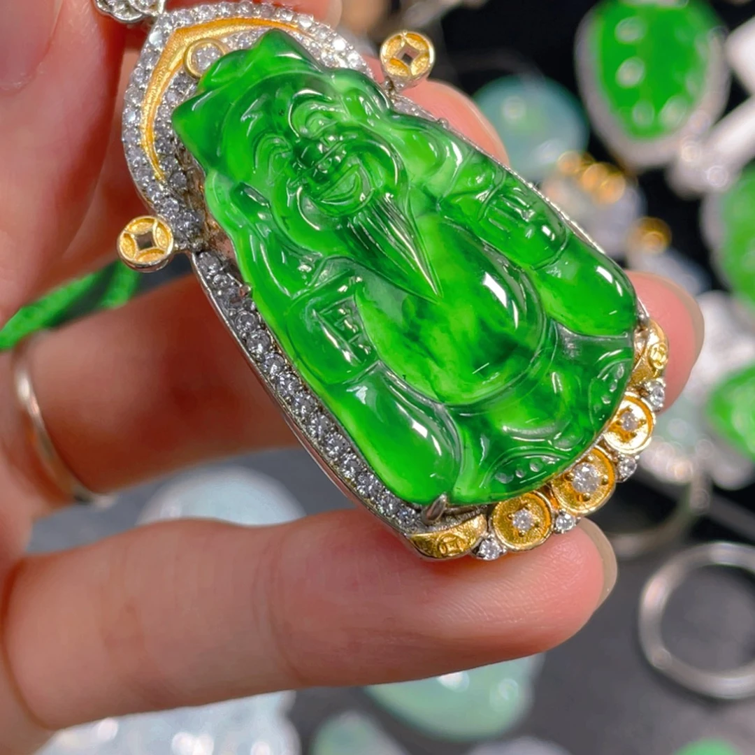 吊坠(不含链)银S925镶嵌翡翠