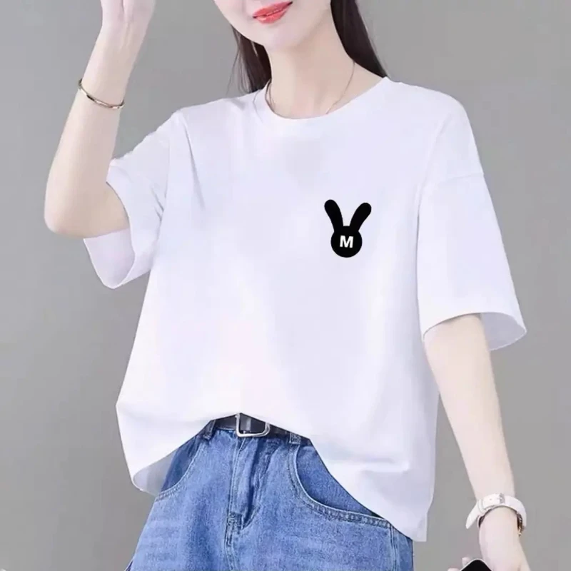 纯棉短袖t恤女士夏季新款韩版宽松大码胖mm洋气减龄时尚显瘦百搭