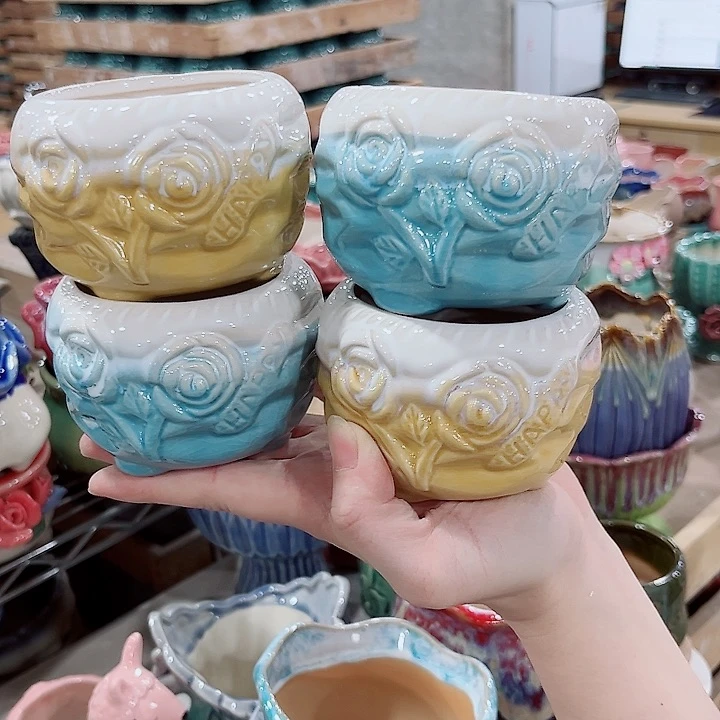 有孔.凑单10元陶瓷花盆发货！