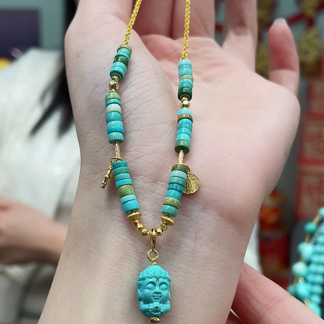 绿松石颈饰18K金镶嵌