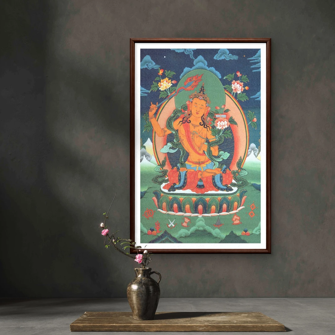 192-62*95文殊菩萨新中式装饰画玄关书房茶室走廊办公室装饰画