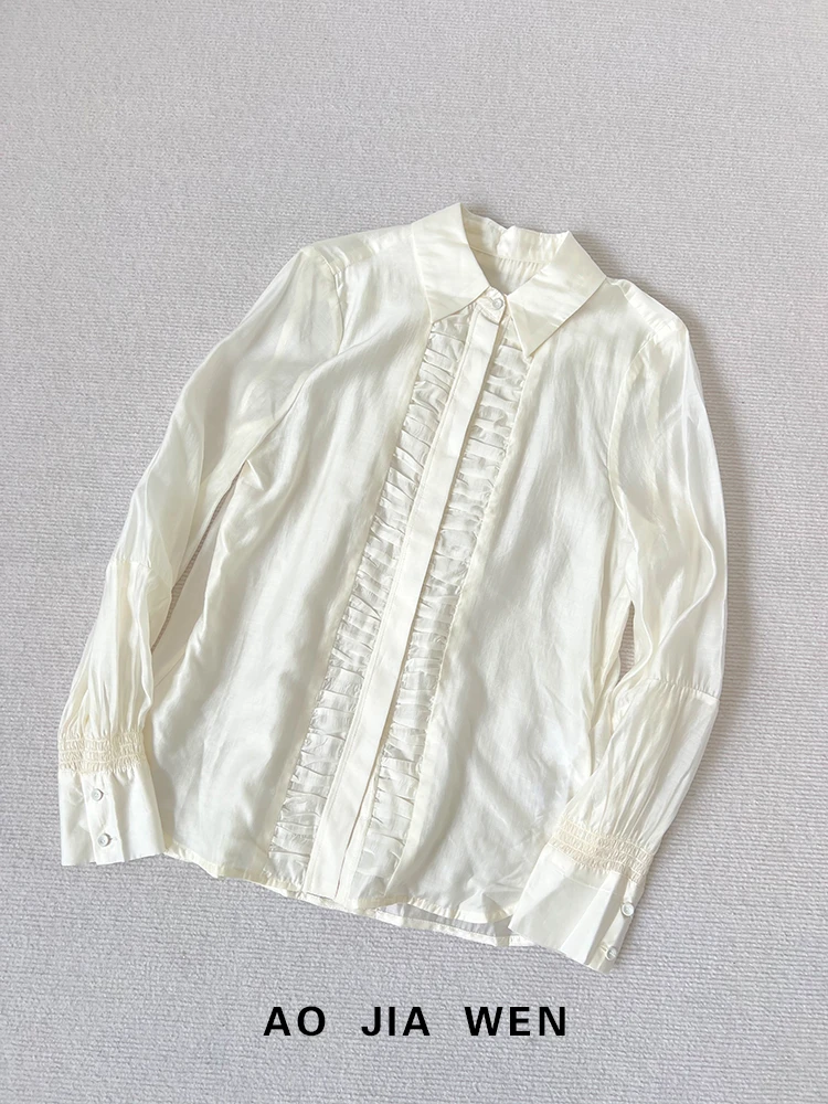 【佳文定制】8900衬衫花边门襟衬衣上衣