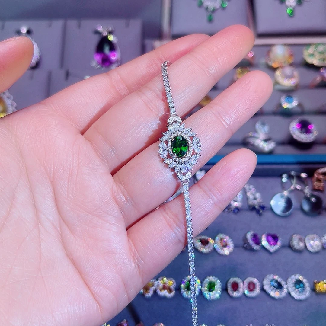 银S925镶嵌透辉石手链