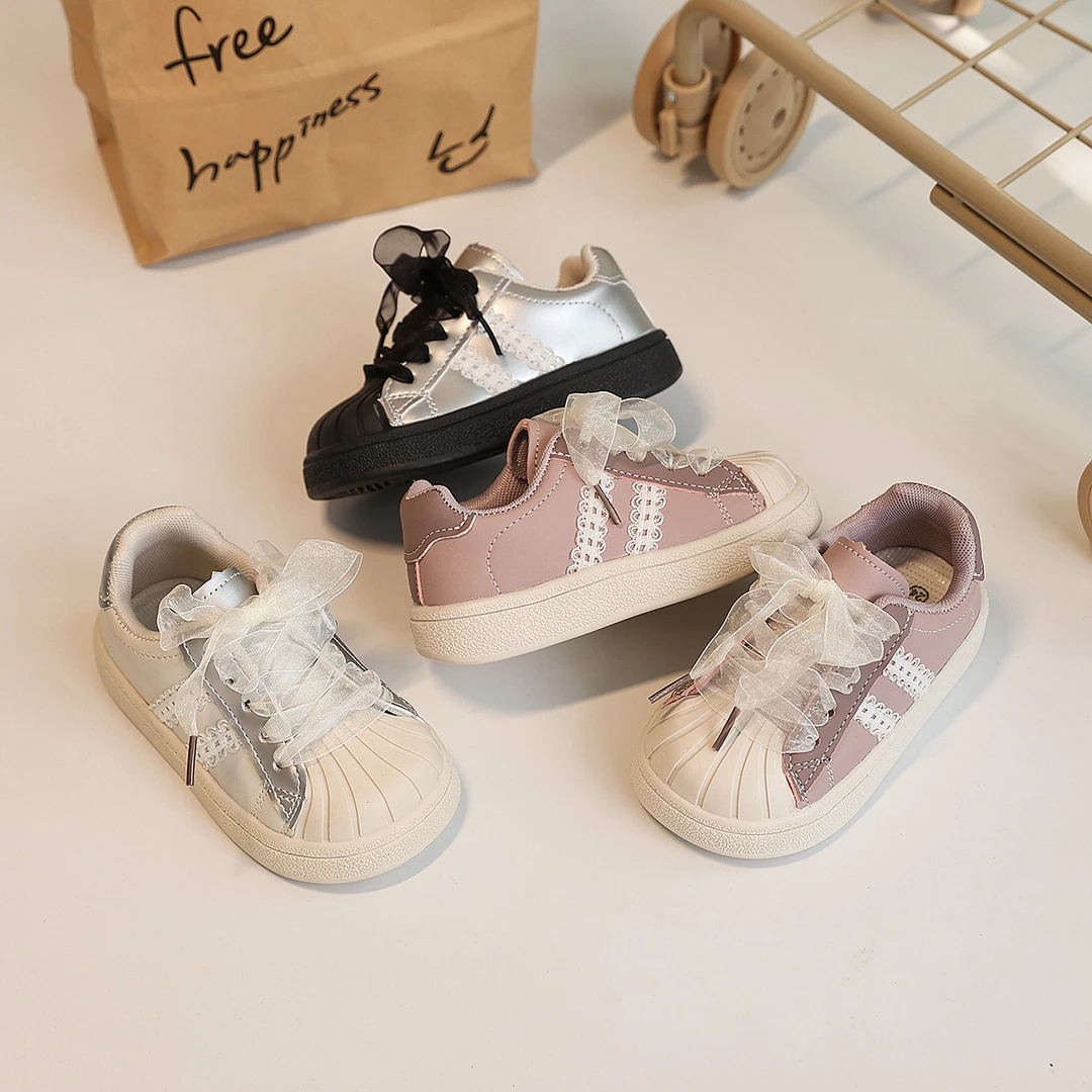 女童公主风板鞋2025春秋款贝壳头防踢宝宝鞋中小童魔术贴休闲鞋