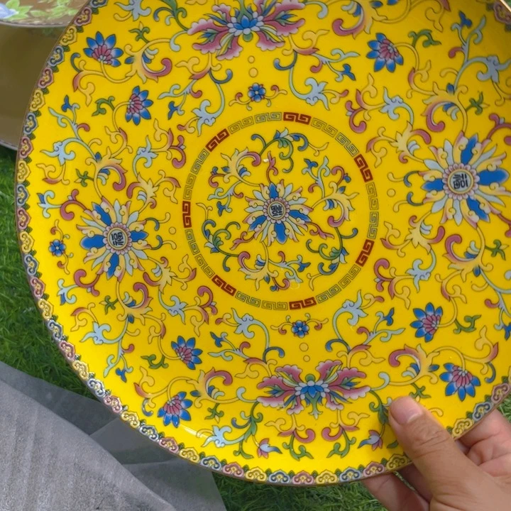瓷片珐琅彩十寸大盘一个