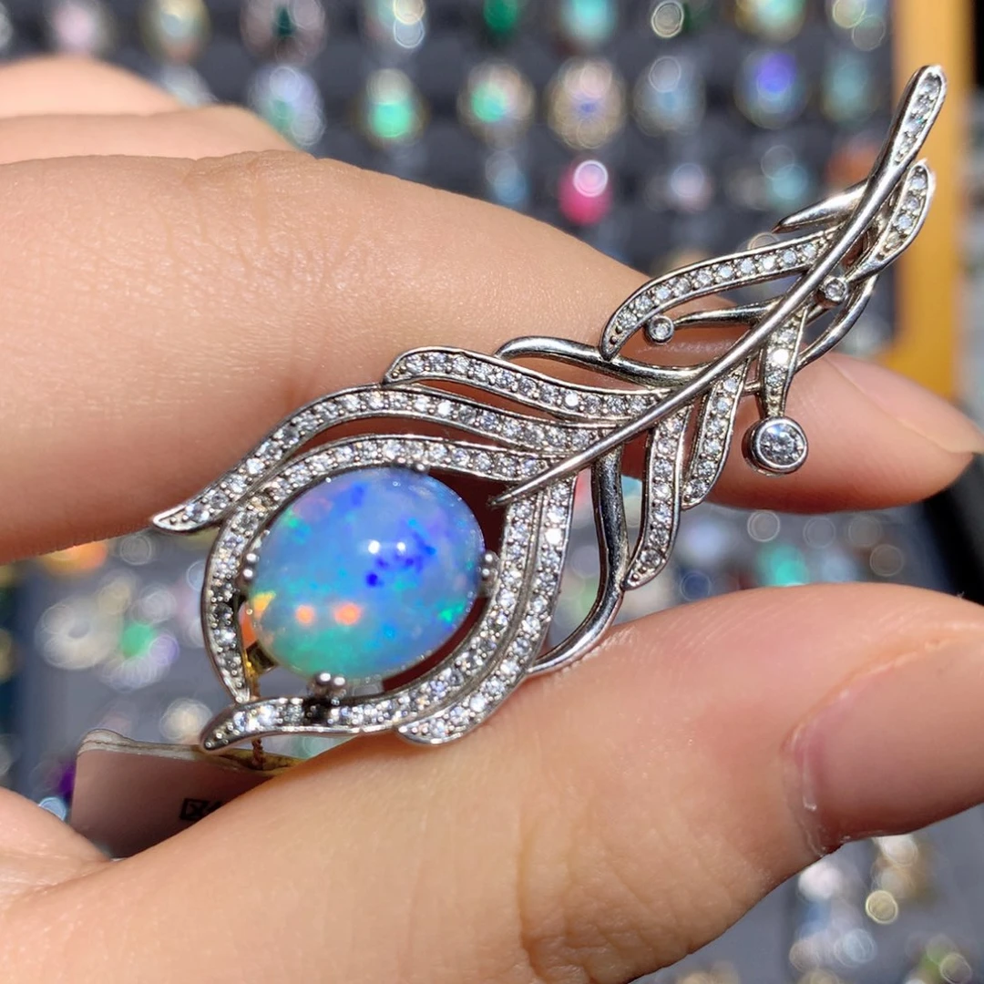 欧泊银S925镶嵌欧泊胸针t