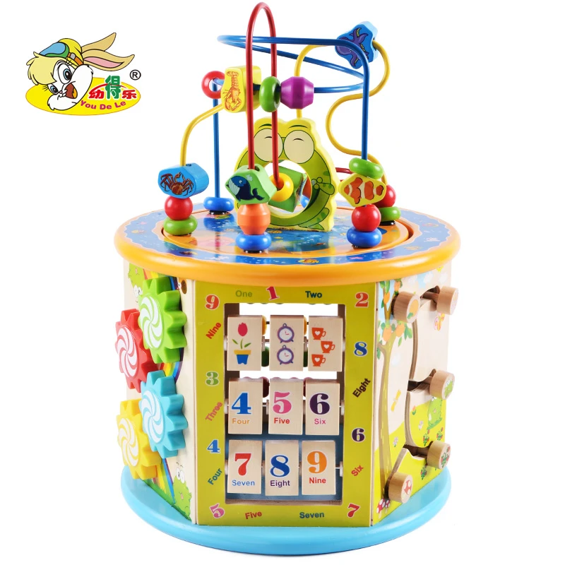 多功能儿童大木制益智大号绕珠百宝箱婴幼儿早教智力开发亲子玩具