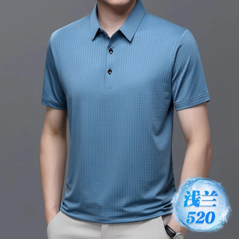 商务高档夏季时尚休闲上衣纯色短袖轻商务POLO衫半袖Polo衫