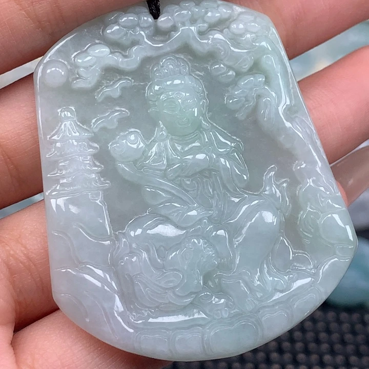 颈饰未镶嵌翡翠文殊菩萨吊坠