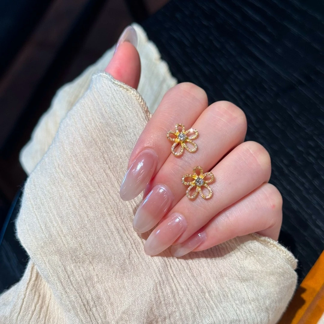 足金999 预 格桑花耳钉（直针）