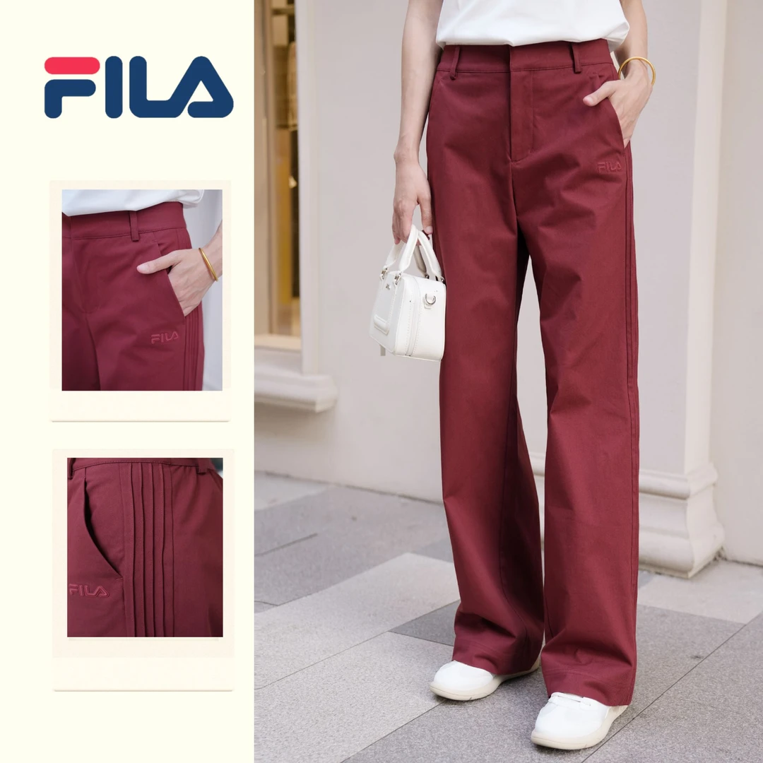 【琥珀流光风】斐乐女设计师新款遮肉显瘦显高直筒长裤F11W538806F