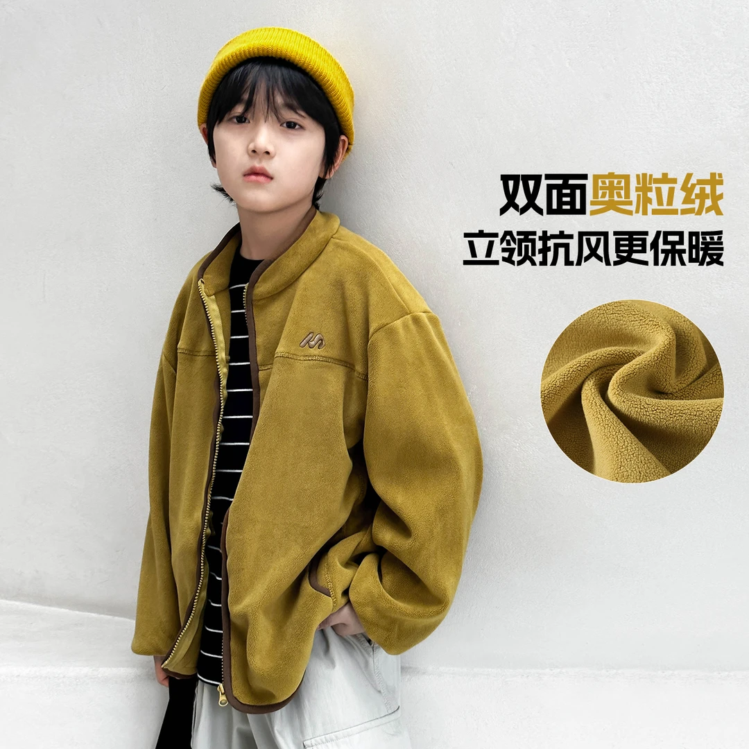 男童外套时尚保暖儿童摇粒绒休闲中大童韩版加绒长袖 WT976