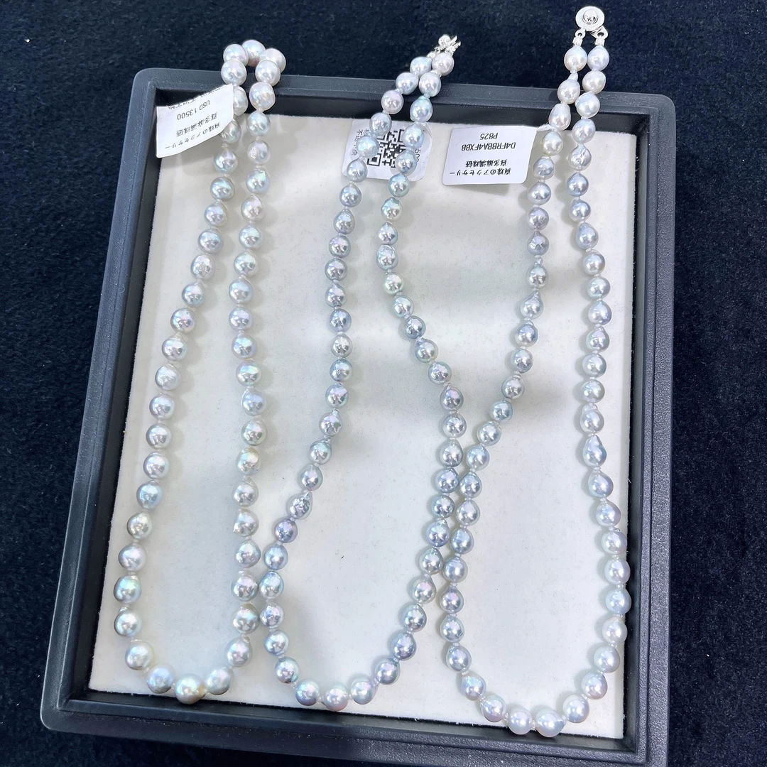 天然珍珠 海水真多麻满珠项链 7-8MM 多样性发一