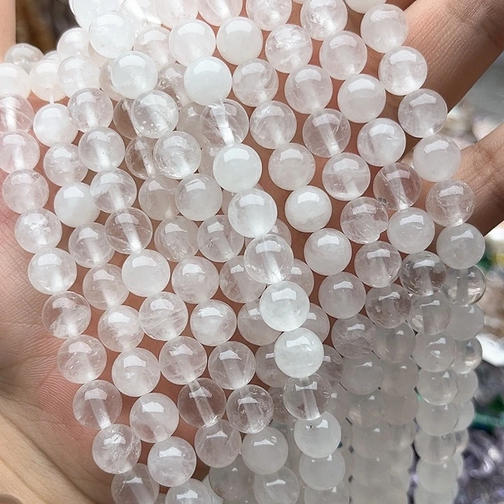 未镶嵌玛瑙/玉髓珠宝半成品一条8mm左右白水晶带棉