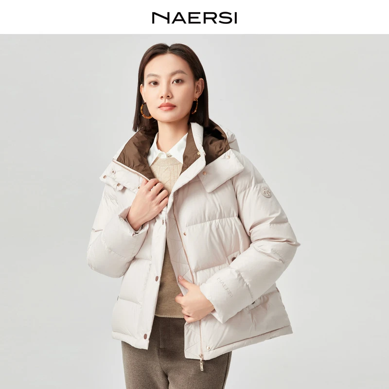 【可拆连帽款】娜尔思休闲时尚冬季女款保暖羽绒外套NR00679V1