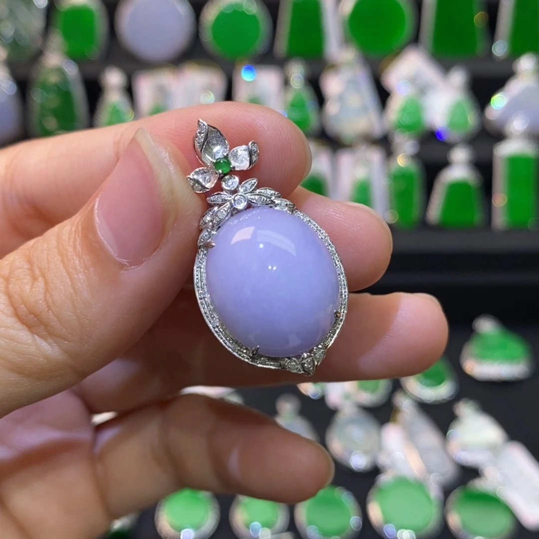 翡翠18K金镶嵌吊坠(不含链)