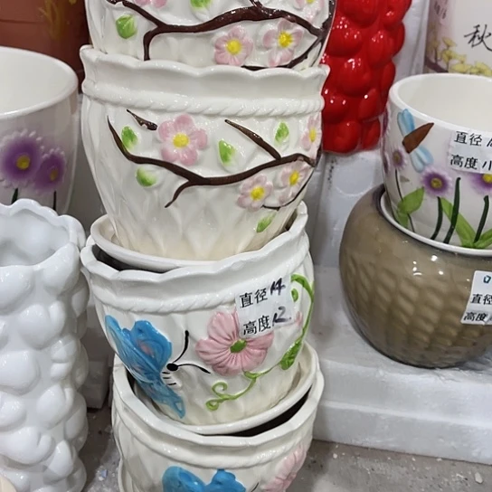 多肉绿植陶瓷花盆9.9包邮，有孔