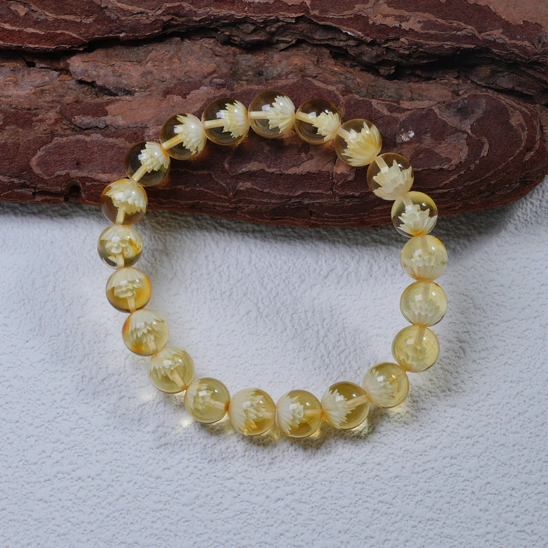 天然俄料琥珀金珀阴雕9m+手串