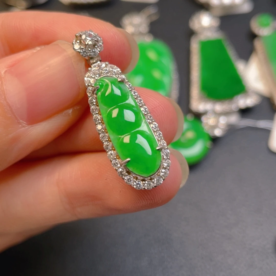 翡翠银S925镶嵌吊坠(不含链)