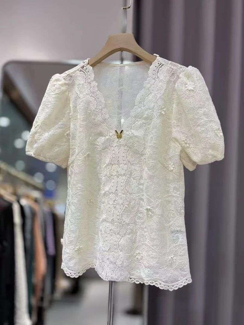 2025夏季新款水溶刺绣百搭衬衫