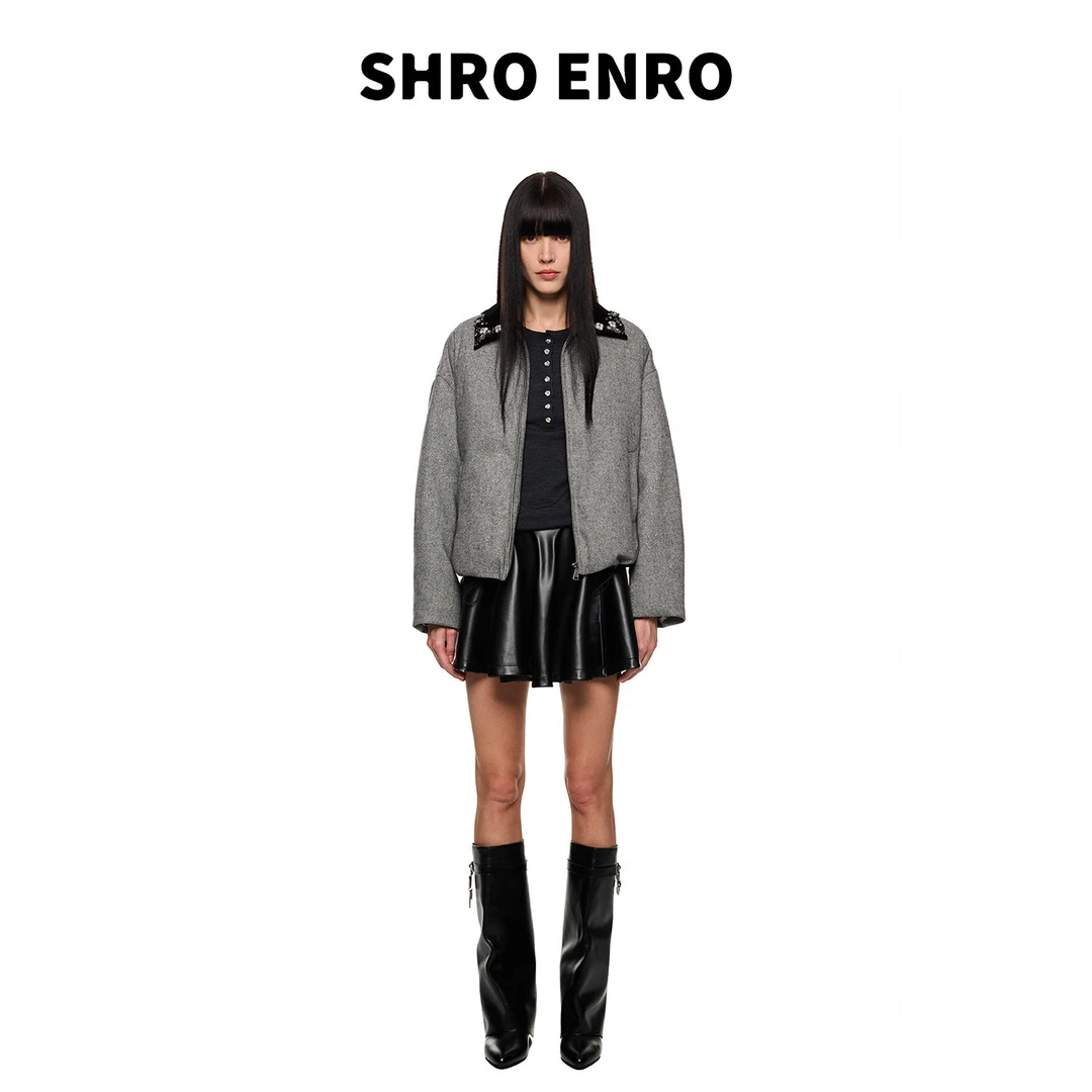 SHRO ENRO 2025冬季新款高级宽松拼白鹅绒羽绒服外套S52W15YL054H