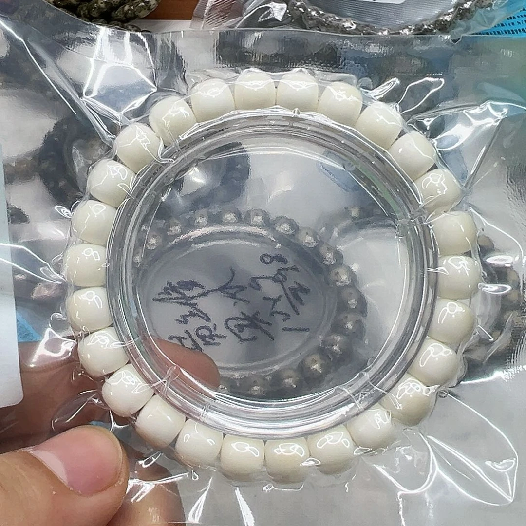 星月菩提手串101骑士糯冰白玉菩提单圈98