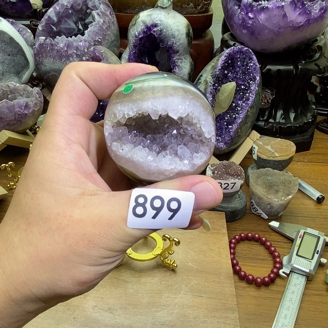 紫晶摆件未镶嵌全抛玛瑙开口笑