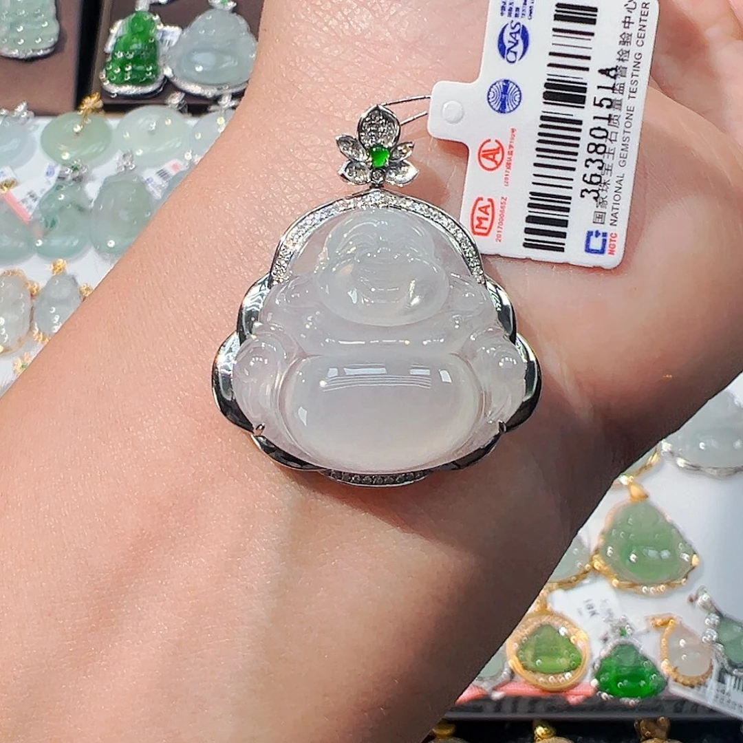 吊坠(不含链)18K金镶嵌翡翠佛公