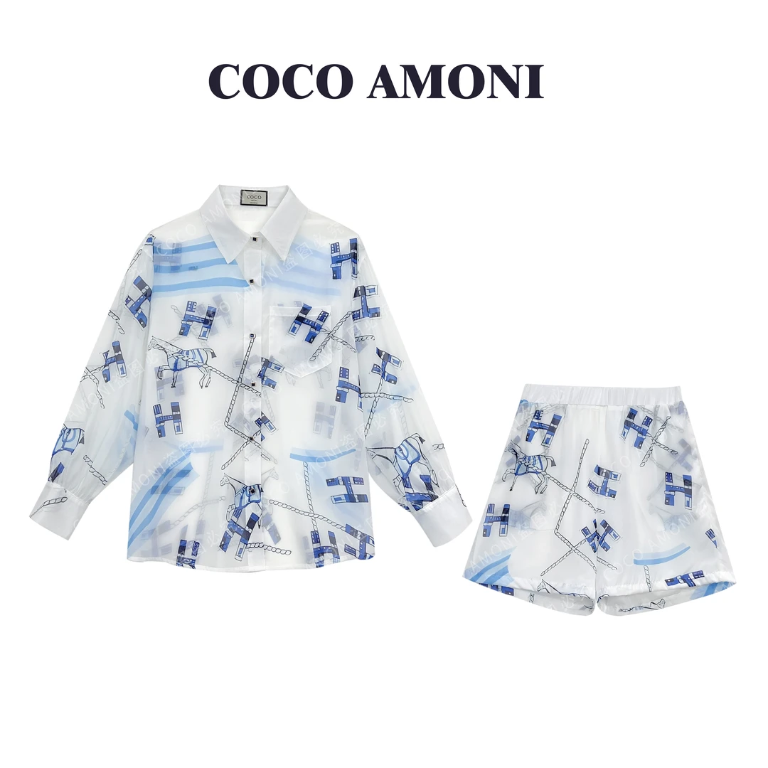 夏季新款渐变重工烫钻防晒套装上衣短裤两件套FS144