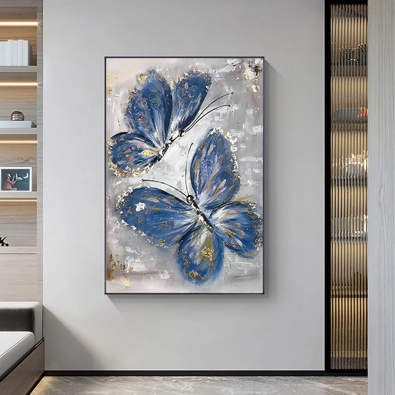 现代简约晶瓷平面装饰画 铝合金边框 简欧客厅玄关挂画蝴蝶80120