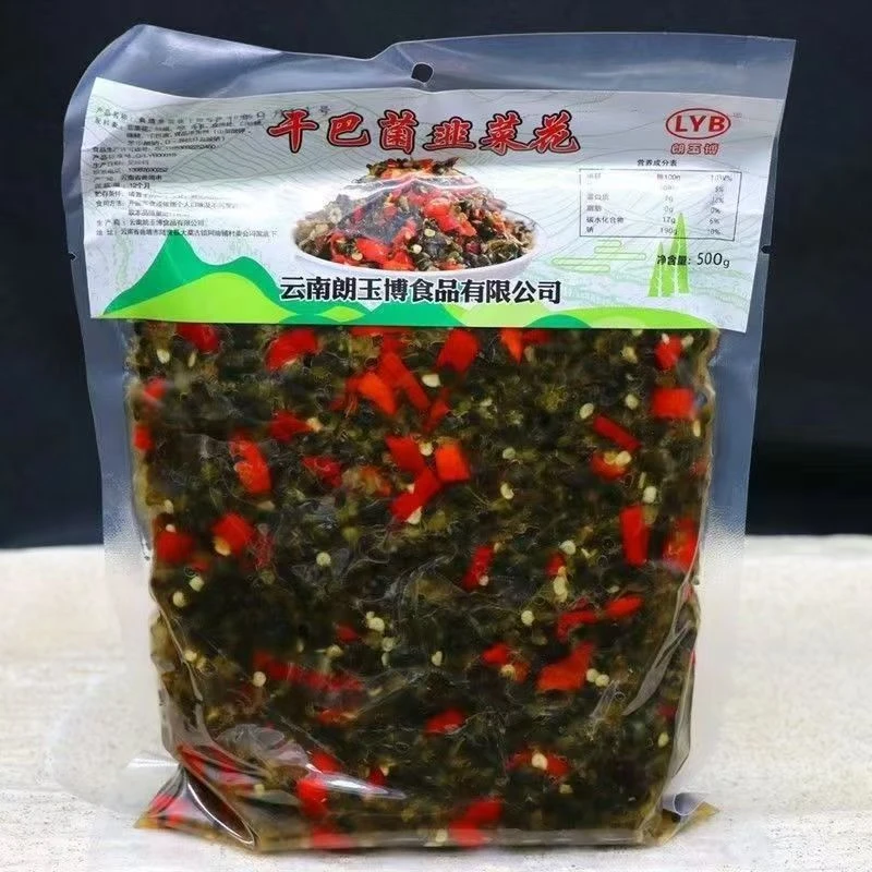 云南特产曲靖干巴菌韭菜花500g/袋酸辣腌菜剁椒下饭菜下酒菜咸菜