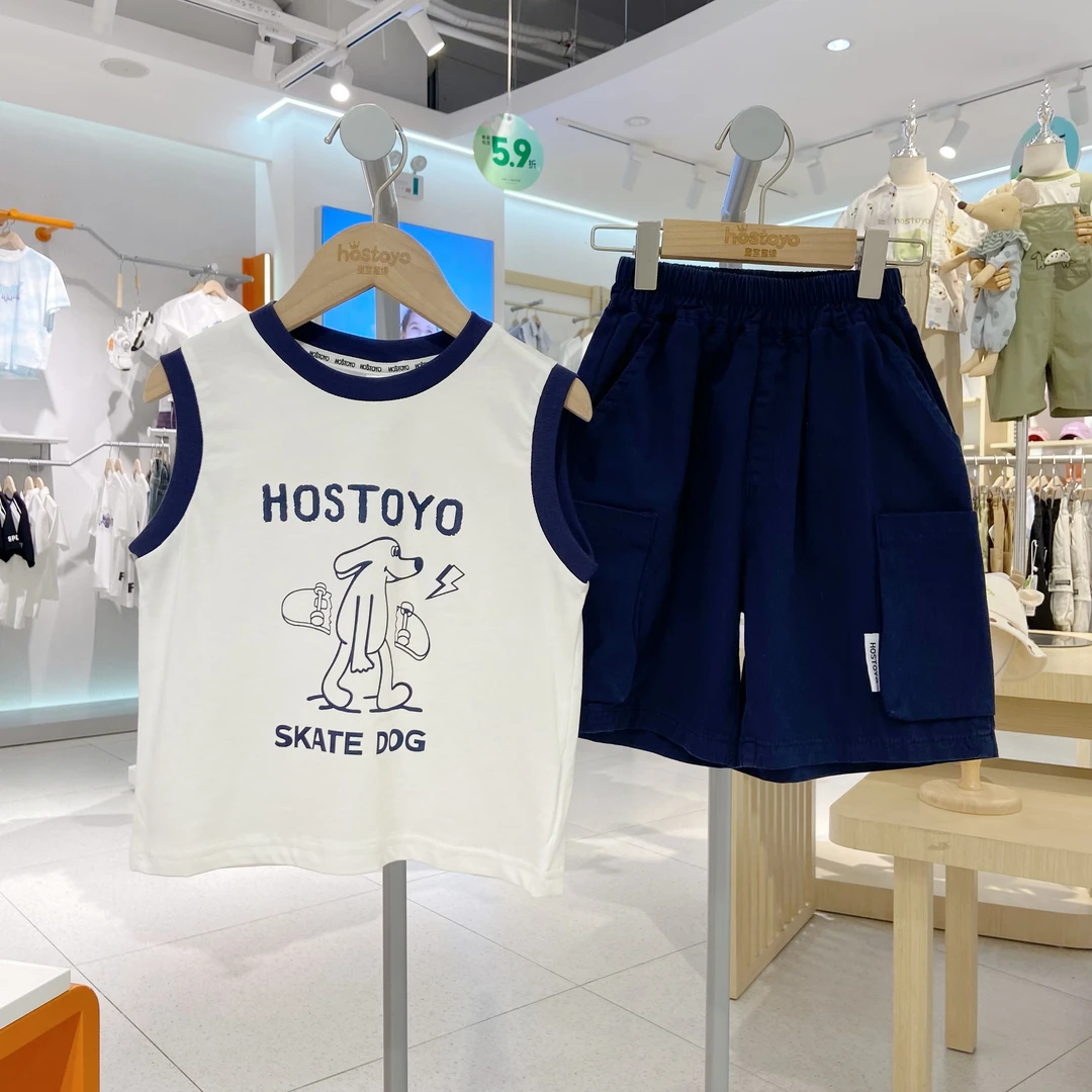 【纯棉】2025男童夏装卡通背心套装百搭夏季无袖短裤17230578012