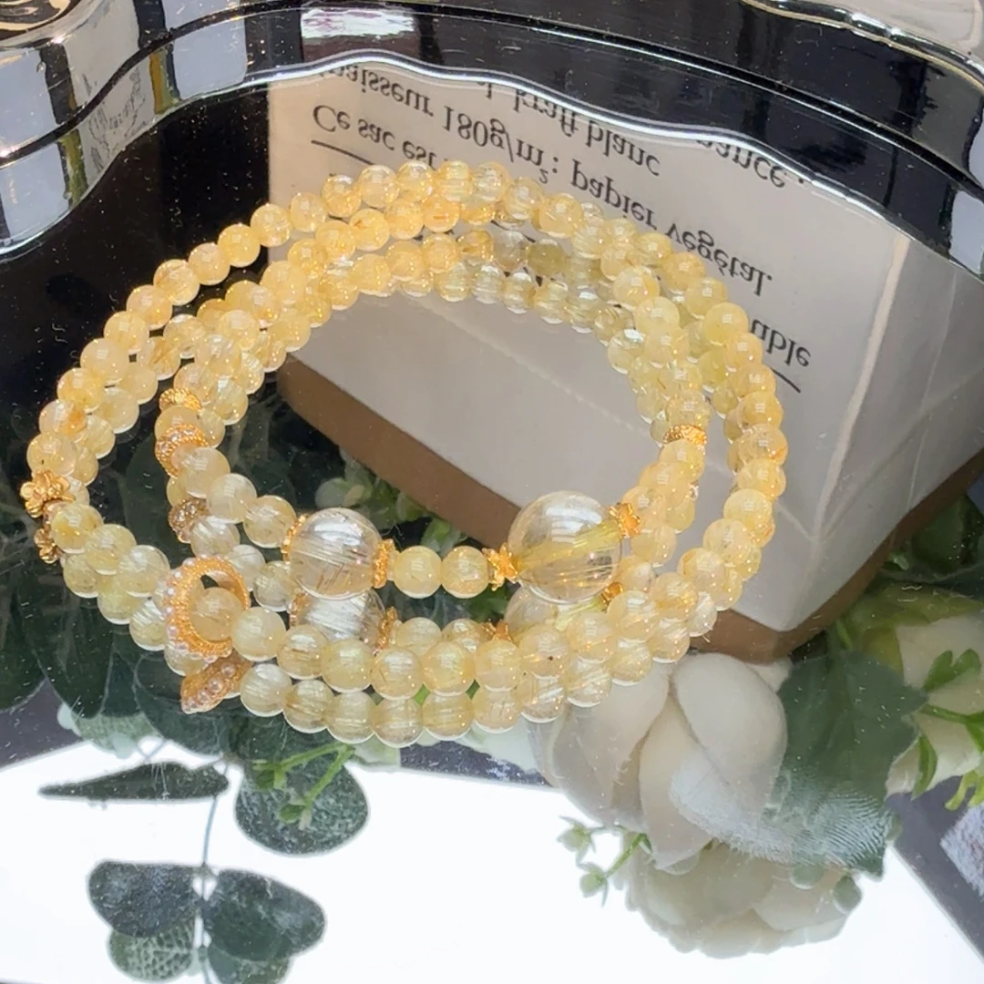 【金璃】天然水晶金发晶双圈手链叠搭款 D920 多样性发一