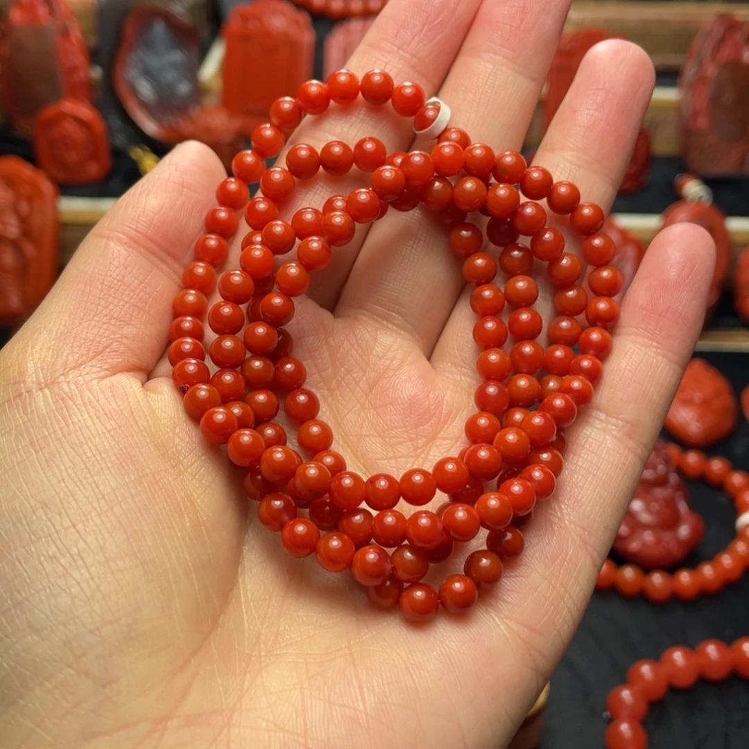 南红玛瑙未镶嵌颈饰5mm