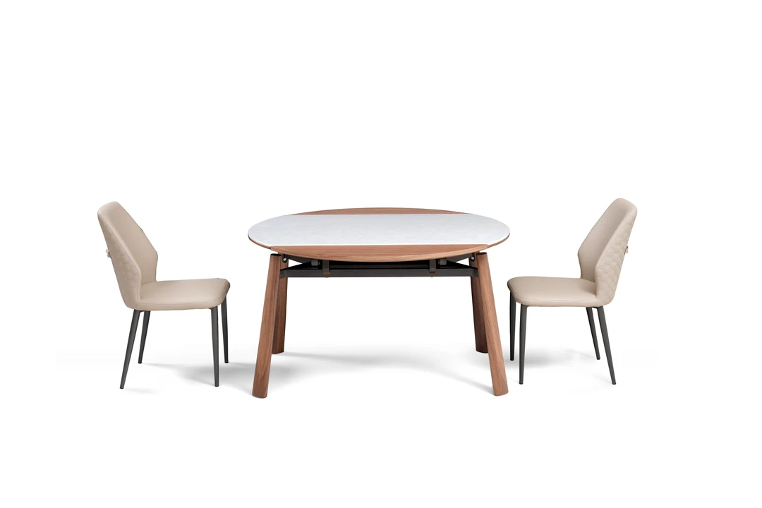 【清样链接】法式复古风实木天然石餐桌小户型可伸缩吃饭桌子 8t501