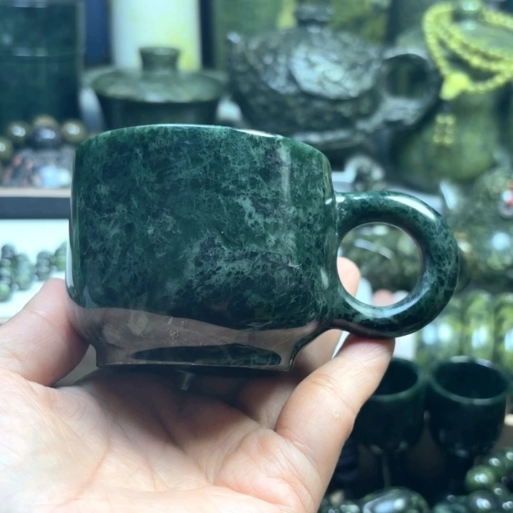 蛇纹石玉合金杯子藏玉药王石福利款咖啡杯