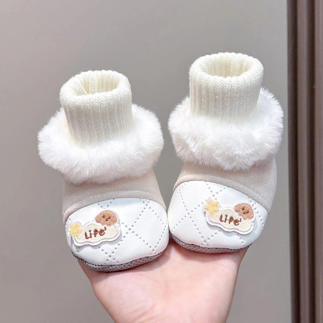 婴儿鞋子秋冬款加绒加厚保暖0-1岁男女宝宝棉鞋软底步前鞋防滑