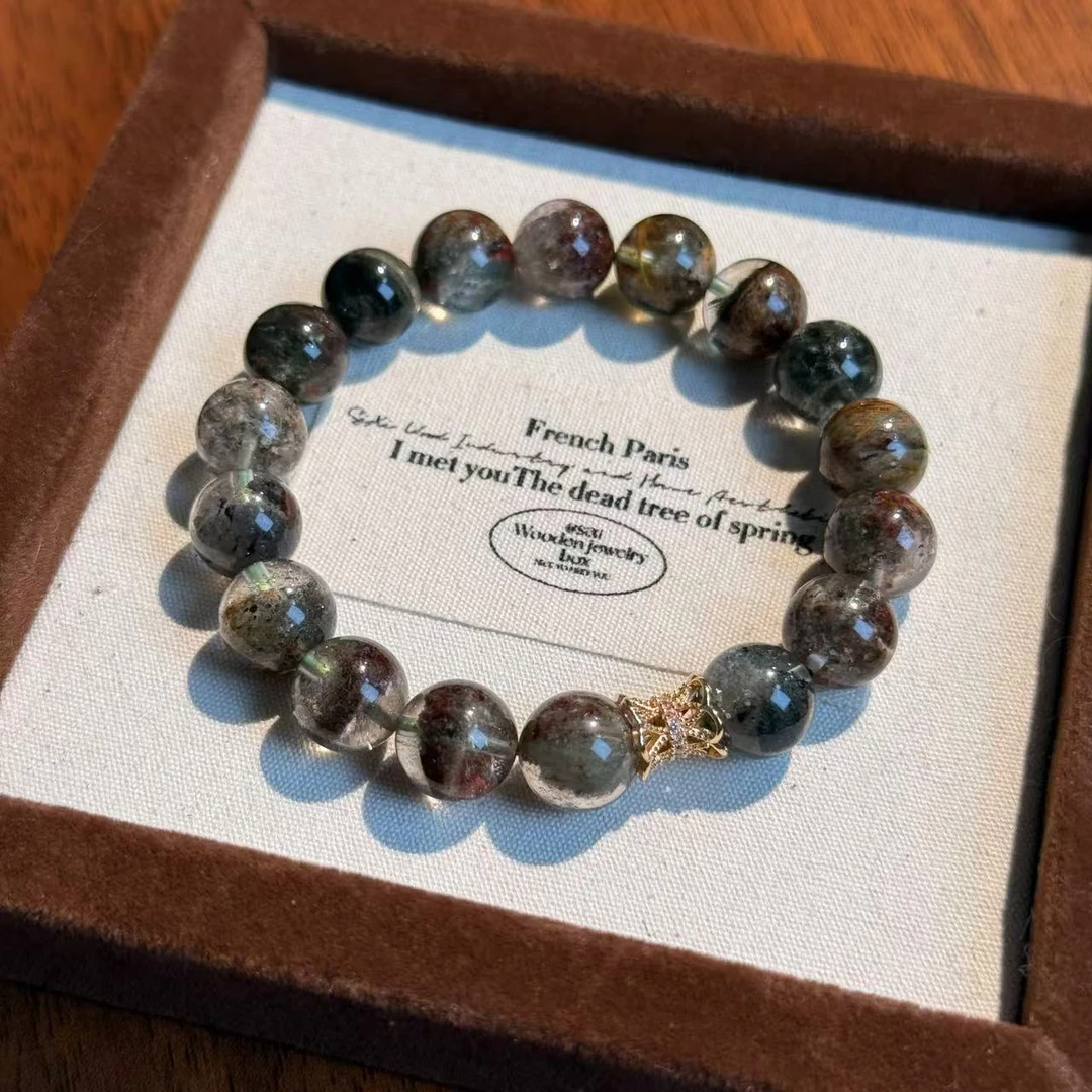 绿幽灵彩幽灵共生水晶手串手链 颜色微差多样性发其一F201