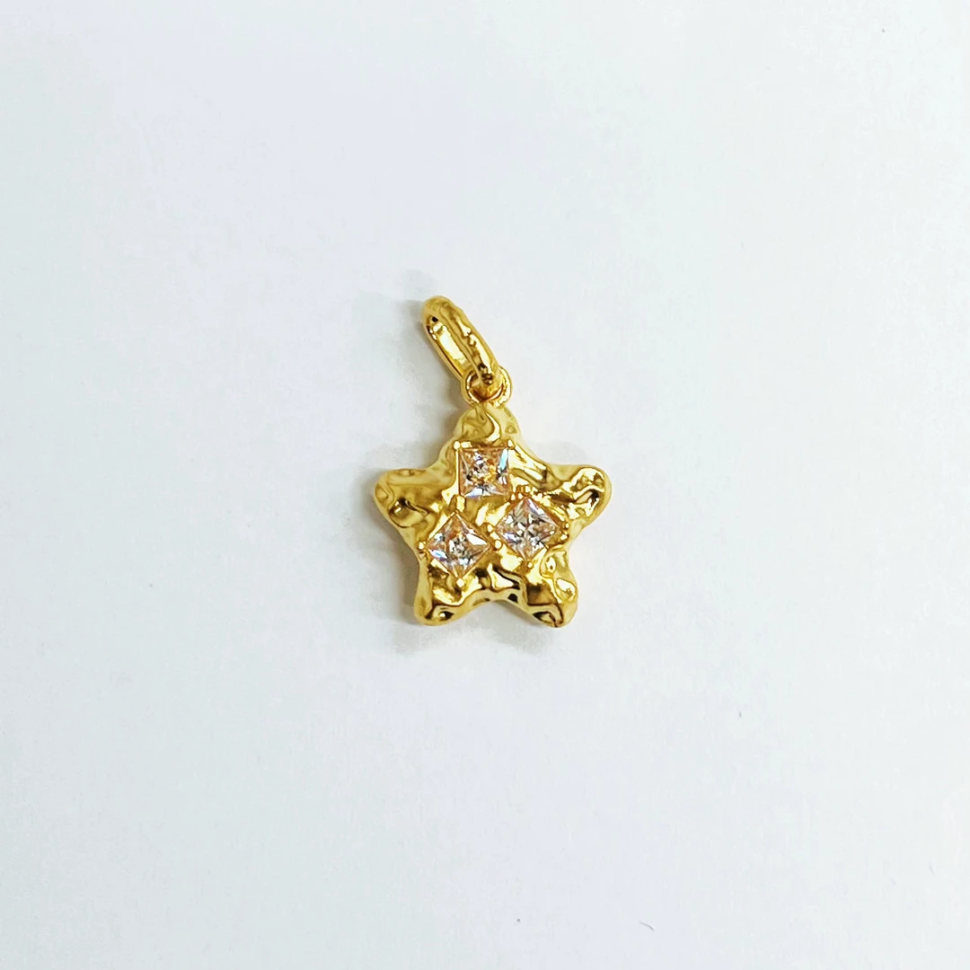 【质检发货】18K锤纹星星配件吊坠diy手绳手串