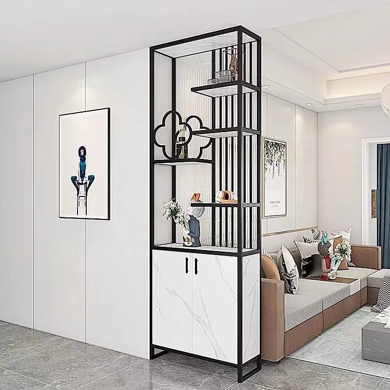 轻奢百搭屏风隔断客厅入户玄关柜置物架办公室隔断柜铁艺隔断柜