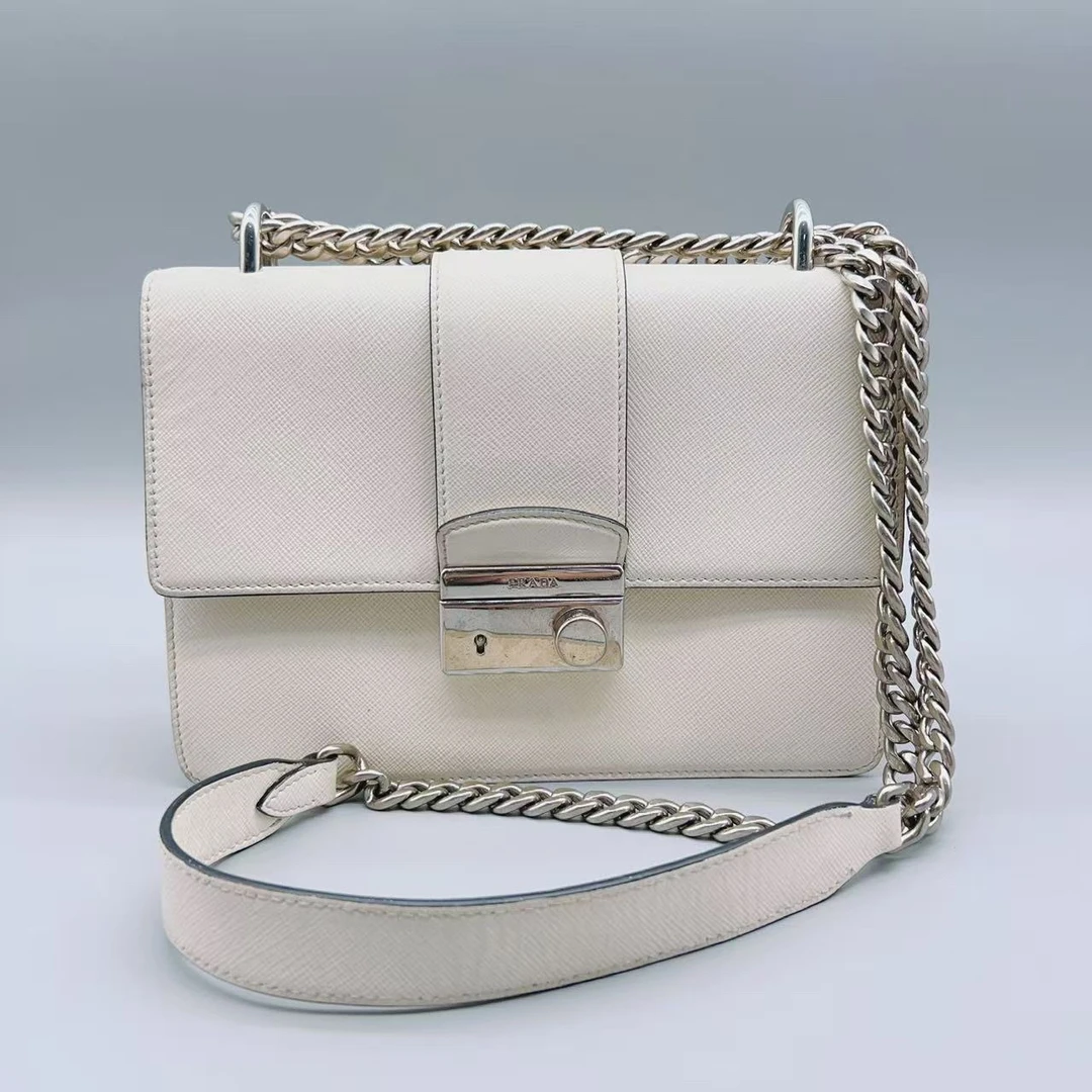 95新 Prada/普拉达  白色链条包 1662 7905