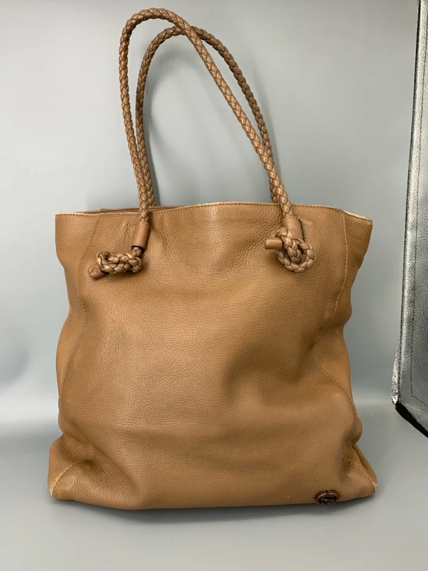 95新 GUCCI/古驰 Gucci古驰卡其色编织手提包 746