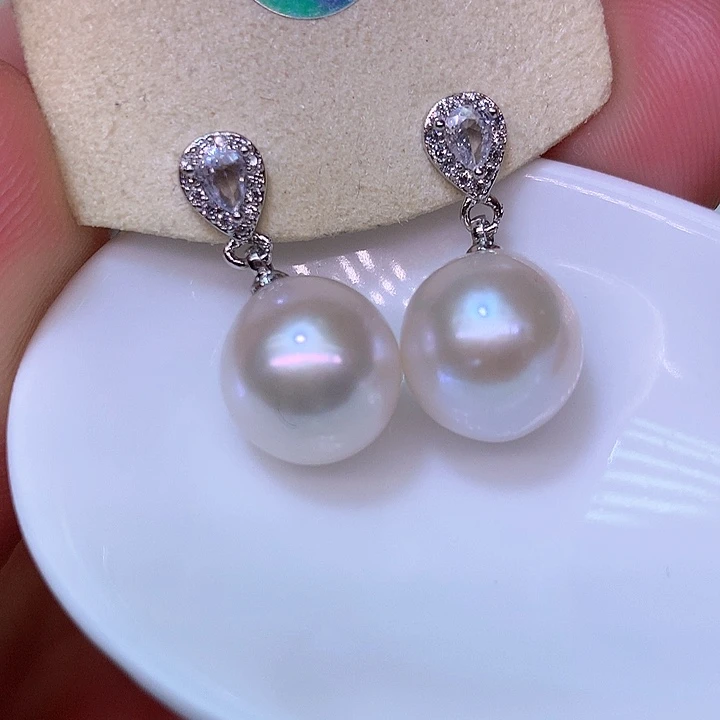 银S925镶嵌耳饰淡水珍珠