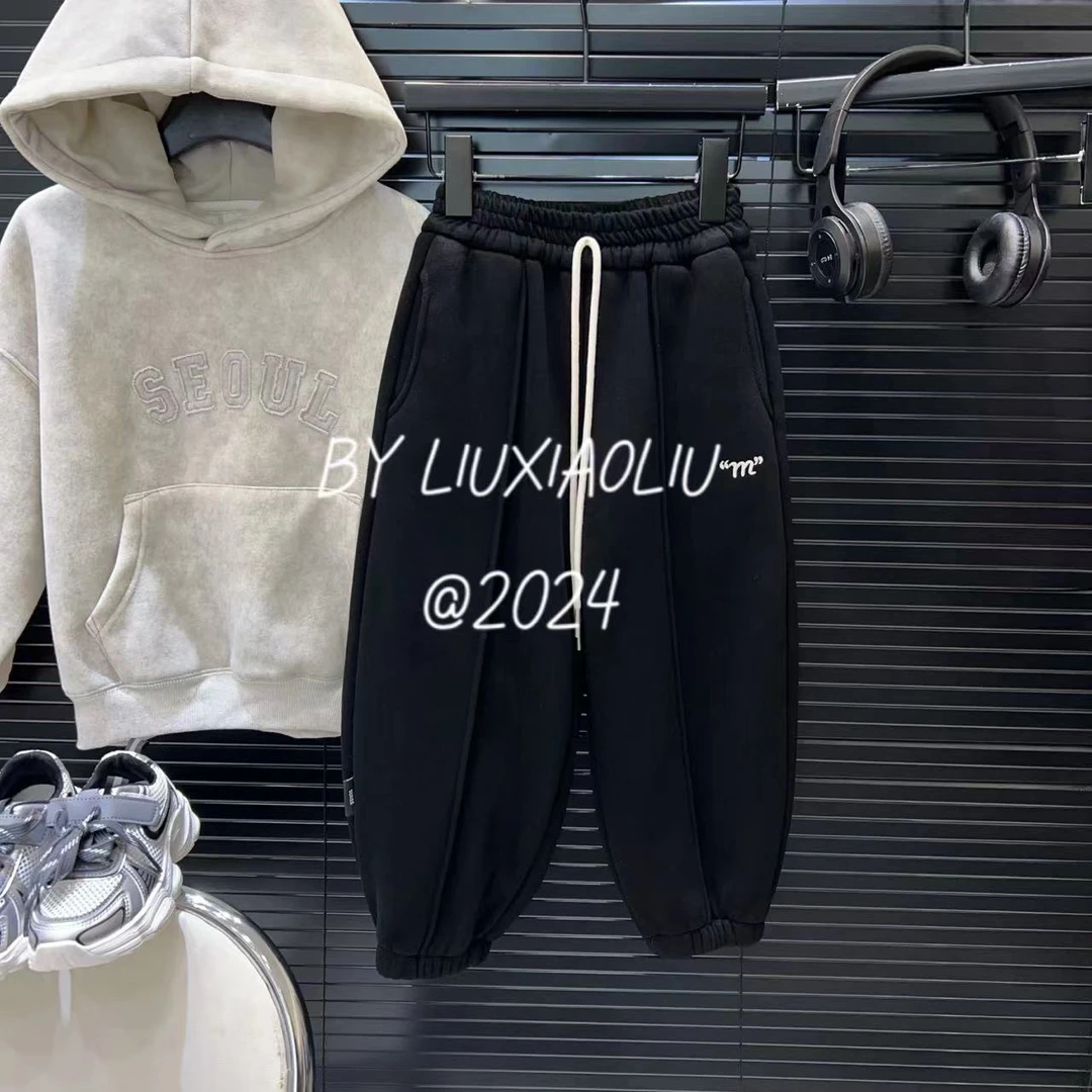 杭州六小六正版 BY LIUXIAOLIU韩版高货秋冬季儿童加绒卫裤12056