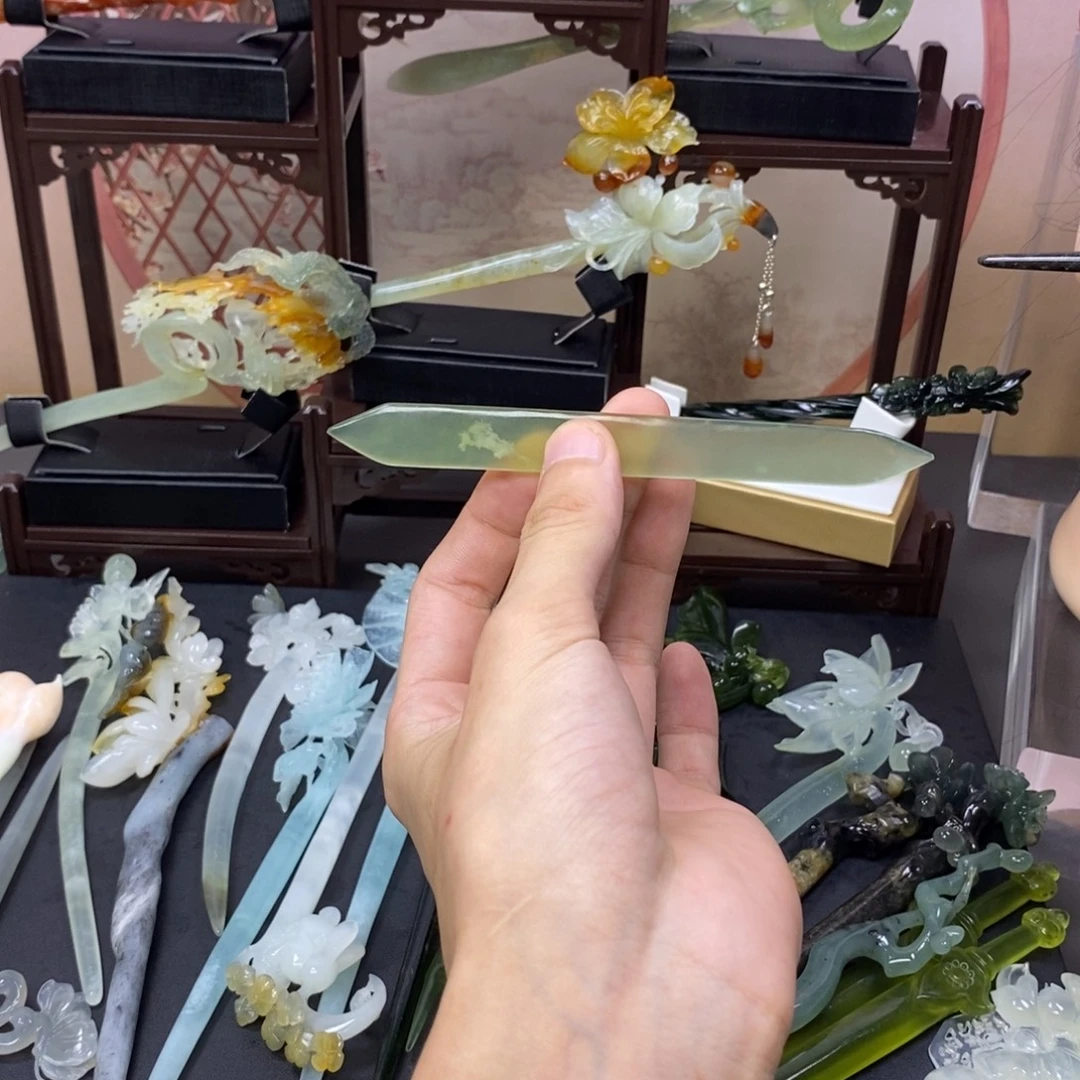 合金蛇纹石玉发饰