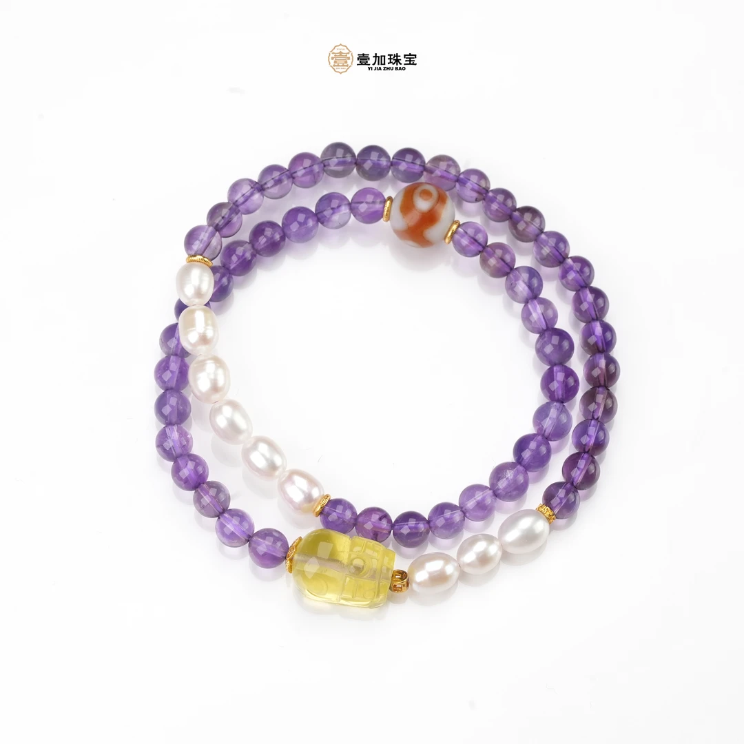 壹加｜手工设计红三y玛瑙双圈手串多样性发一6940D