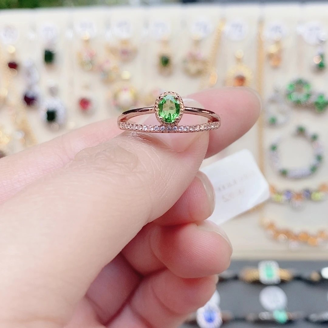 石榴石（沙弗莱）戒指银S925镶嵌