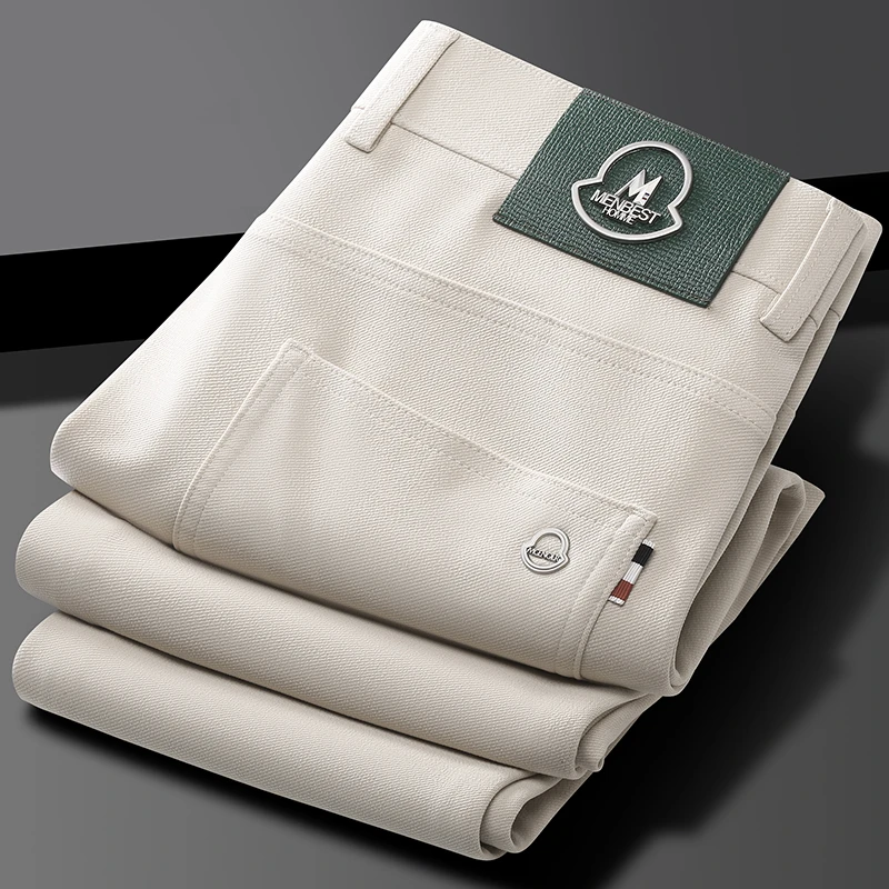 因吉萨勒春夏薄款柔软弹力牛仔裤男修身时尚商务洗水直筒休闲裤