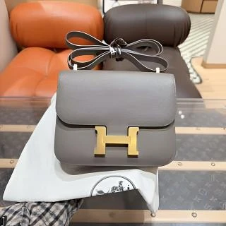 99新 Hermes/爱马仕 康康19 锡器灰 金扣 E皮 Y刻