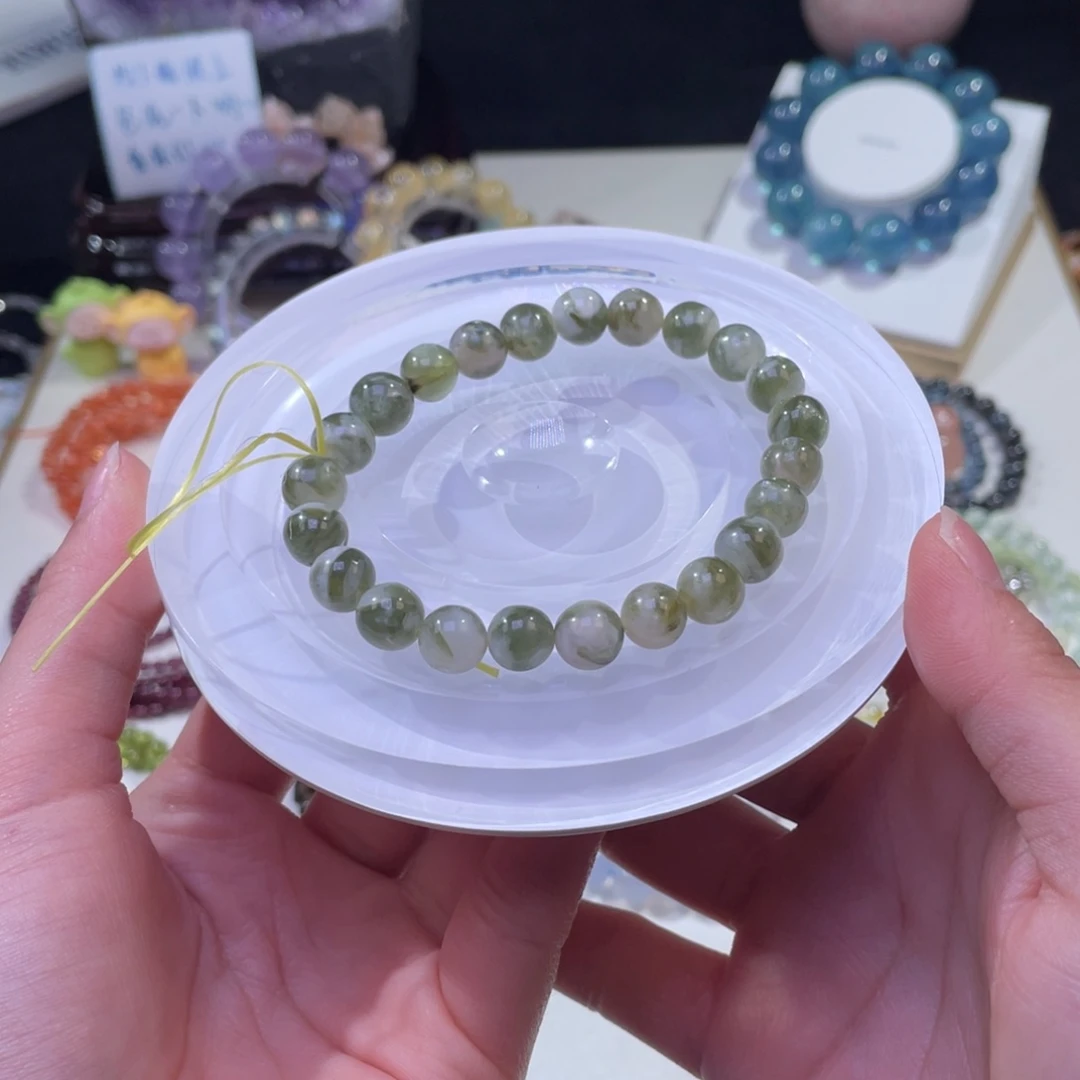 未镶嵌手链水晶抹茶绿祖母晶8+
